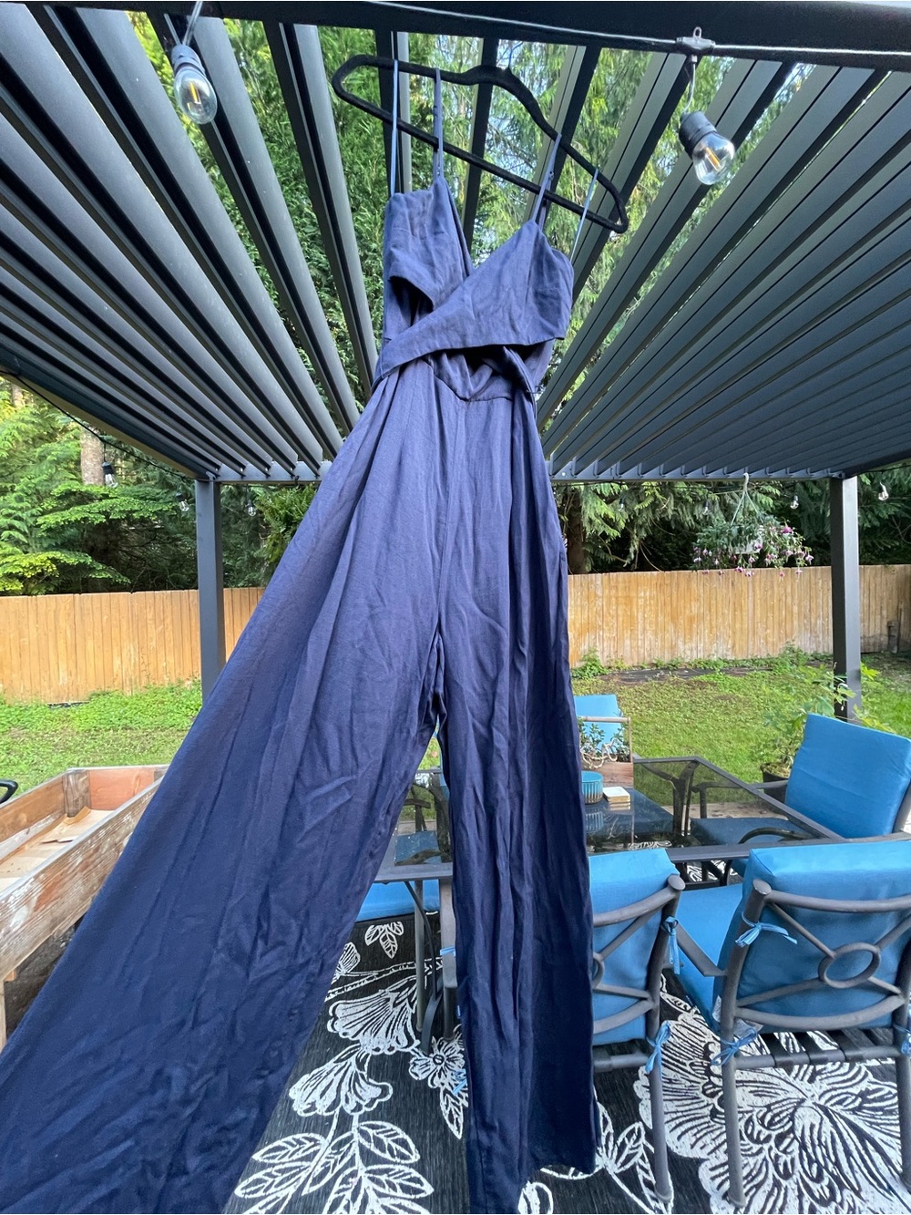 miami Navy Wrap-Front Wide Leg Jumpsuit